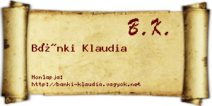Bánki Klaudia névjegykártya