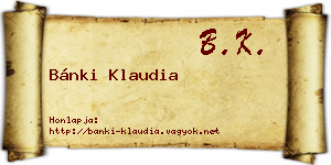 Bánki Klaudia névjegykártya